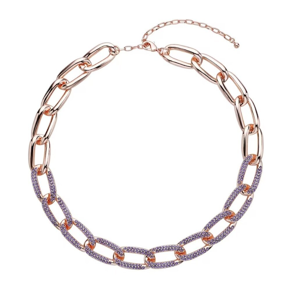 Beautiful Light Purple Austrian Crystal Choker Paperclip 18.5” Necklace